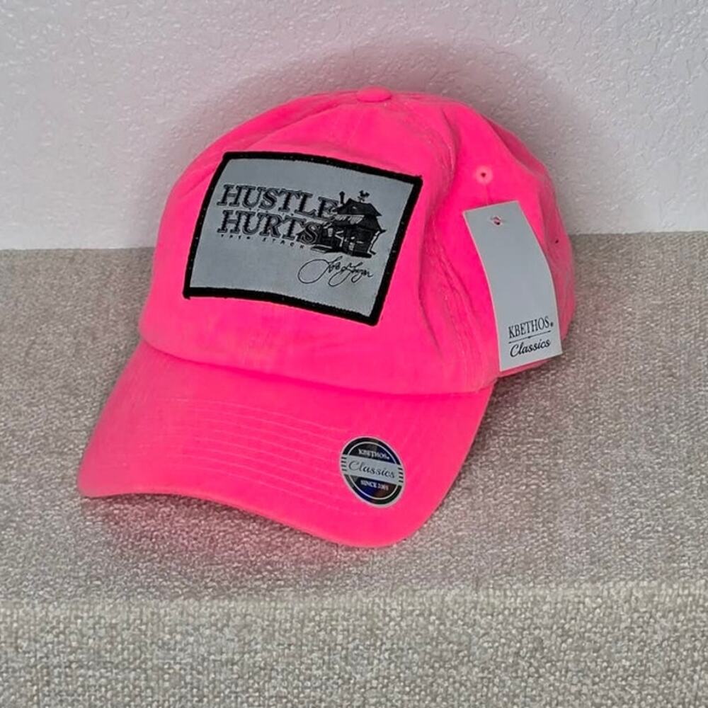 The Stash House "Hustle Til It Hurts Then Stack" Pink Strapback Hat NWT